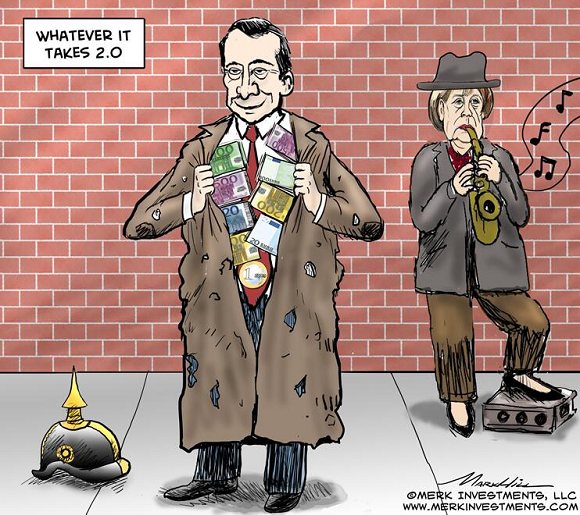 ECB-Draghi-Merkel-cartoon-by-Merk-Investment